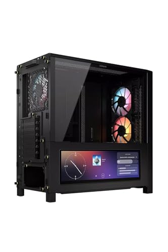 Image of CORSAIR Frame 4000D LCD RS ARGB Modular Mid-Tower ATX PC Case - XENEON Edge LCD Touchscreen, InfiniRail Fan Mounting System, 4X RS120 ARGB PWM Fans, Reverse Motherboard Support - Black