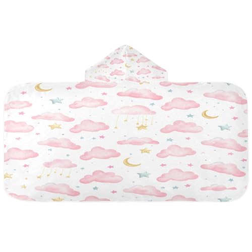 Nesatuwa Hooded Towel for Kids,Soft Watercolor Clouds Kids Beach Bath Towels Soft Absorbent Quick Dry Poncho Towel for Girls Boys