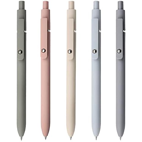 DIBALIYI 5 Stück Einziehbare Gelschreiber, 0,5 mm Schwarz Stift, Gel Kugelschreiber für Schreiben, Tagbuchschreiben und Notieren für Schule Büro Zuhause Geeignet Cover