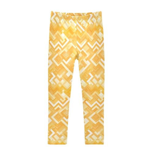 KLL Fashion Zigzag Pattern Yellow Toddler Girl Leggings Comfortable Full Length Pants Exercise