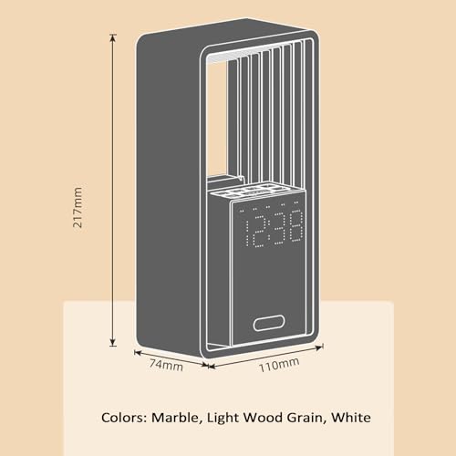 Digitaler Wecker mit Sonnenaufgangssimulation, Nachtlicht, 9 Einschlafhilfe-Sounds, dimmbares Display, automatischer Abschalt-Timer, USB-Ladeanschluss