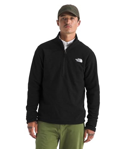 The North Face Men's Textured Cap Rock Quarter Zip Pullover - 1/4 Zip Fleece Jacket with a Classic Fit & Embroidered Logo, TNF Black Heather, X-Large