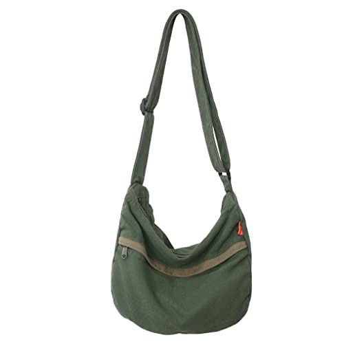 Image of Cotton Tote Handbag Women Canvas Crossbody Beach Bag Hobo Shoulder Tote Bag with 3 External Pocket,Zipper Closure