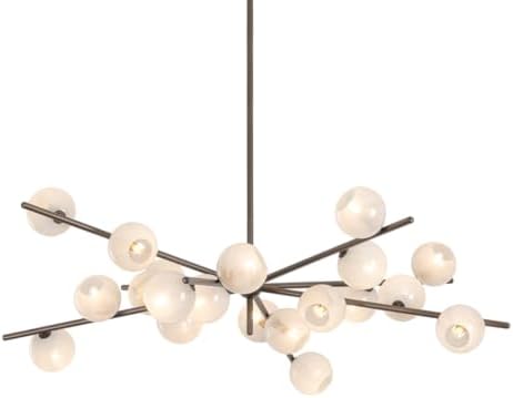 Troy Lighting Sonny 20-Light Chandelier | Bronze Leaf Finish | Cloud Seeded Glass Globes | Mid-Century Modern Sputnik Design | Sculptural Statement Ceiling Light | 59.75" W x 21.5" H | F2860-BRL