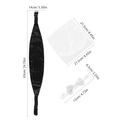 Set de pajarita y fajín para hombre GLEAVI negro y blanco miniatura 2