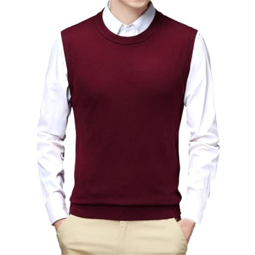 Mens Round Neck Sweater Vest Casual Sleeveless Knitted Pullover Vest Top