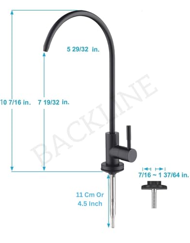 Image of Backline RO Water purifiers Faucet 304 Stainless Steel Kitchen Sink Faucet Tap 360 Degree Rotatable | Ro Faucet tap for Undersink for All Ro Water Purifier (Black Matt)