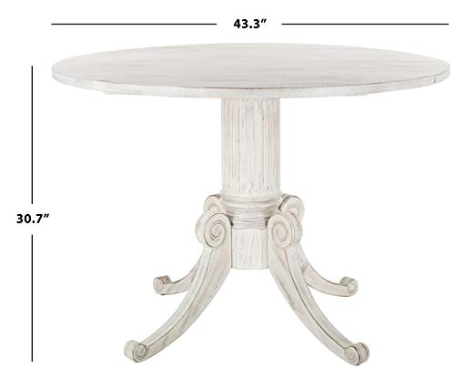 Image of SAFAVIEH Furniture - Forest Drop Leaf Dining Table - Antique White - Solid Wood - Farmhouse Drop Leaf Design - Seats 4 - Ideal for Dining Room, Kitchen, 43.3 inchW x 43.3 inchD Open (DTB1000A)