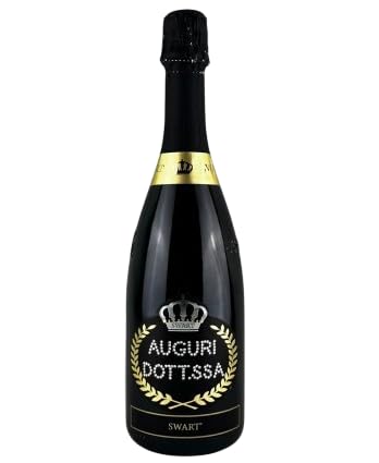 Bottiglia per Festa di Laurea - Bottiglia regalo spumante italiano 0,75L Auguri Dott.ssa in autentici cristalli (Auguri Dott.ssa)