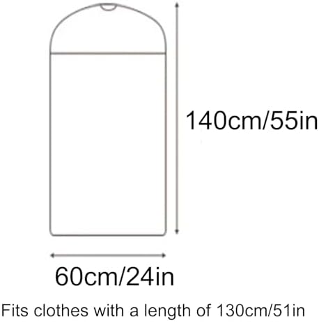 5 Pack Hanging Garment Bags for Clothes - Dustproof Suit & Jacket Storage Covers with C Window Design, 60x120cm (24x47in), Gray, Perfect for Travel & Home Organization image 2