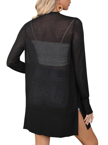 Image of Women's Trendy Lightweight Long Cardigans Summer Casual Beach Vacation Open Front Cardigan 2379