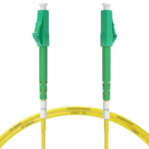 HB-DIGITAL 1m Glasfaserkabel Simplex OS2 LC/APC auf LC/APC Singlemode LWL Glasfaser Patchkabel 9/125m 1/10/40/100 Gbit/s LSZH LAN Kabel Geeignet für Telekom Vodafone Fritzbox - Gelb