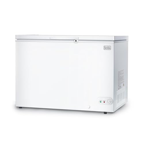 BLACK+DECKER 10 Cu. Ft. Chest Freezer, Deep Freezer with Top Opening, Freezer Chest with Removable Storage Basket, Mechanical Temperature Control, Manual Defrost, R600a Refrigerant, BCF1000E, White