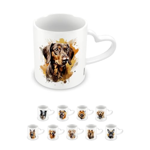Pyramid International, Dachshund Mug, Coffee and Hot Chocolate Ceramic Mug, Heart Shaped Handle, Love My Dog Collection, 11oz / 315ml, One Size, White