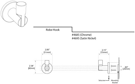 Gatco 4695 Channel Single Robe Hook, Wall Mounted Hook for Bathroom Towels & Robes, Satin Nickel image 5