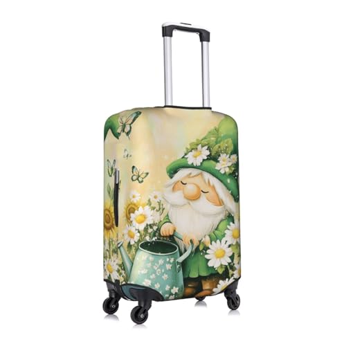 Green Gnome Flowers Luggage Cover Washable Suitcase Cover Anti-Scratch Luggage Protector Covers Elastic Suitcase Identify L fits 25-28 Inch Luggage3