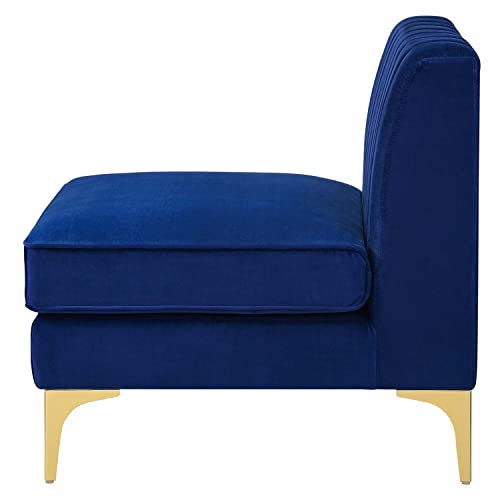 Modway Triumph Channel Tufted Performance Velvet Armless Chair, Navy #TOP1