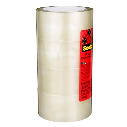 Scotch Shipping and Packaging Tape, 48 mm X 50 m, 4-Pack, Packing Tape for Moving and Storage image 2