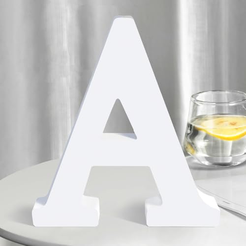 White Wooden Letters 12 Inch for Wall Decor Large Unfinished Wood Letters for Home Wooden Alphabet Letters for Crafts Standing Garden Board or Room Name Signs DIY Carft (A)