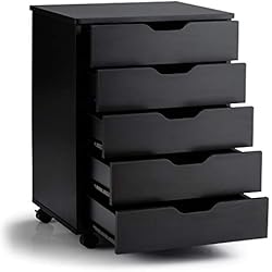 Cajonera Escritorio Ikea Alex COSTWAY Cajonera con 5 Cajones, Cajonera Escritorio con Ruedas, Archivador Móvil de Oficina, 50x42x67cm, (Negro)
