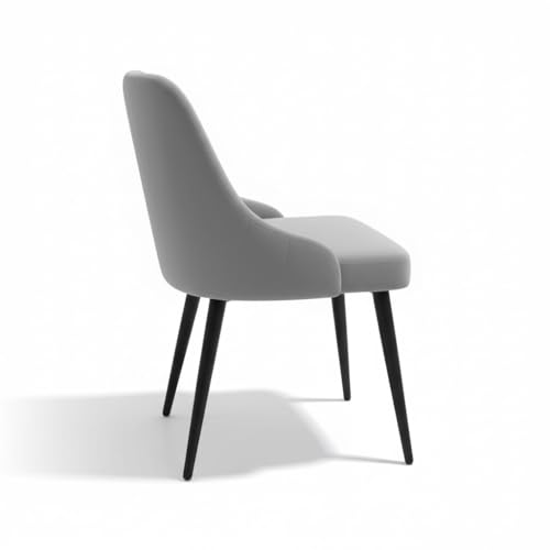 Image of Finch Fox Taskpro Modern Unique Velvet Upholstered Seating Living Room Dining Chair with Black Metal Legs in Light Grey Color (Set of 4)