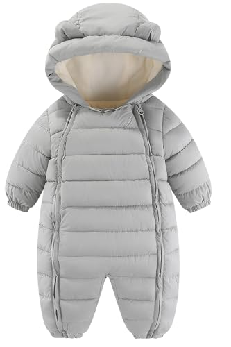 Maeau Combinaison de Neige Bébé Fille Garçon 18-24 Mois Grenouillère Hiver Nouveau Né Barboteuse à Capuche Snowsuit Vêtement de Ski Chaud Combi Pilote...