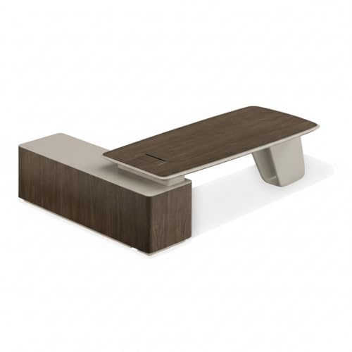 Image of Lakdi The Furniture Co Modern L Shape Director Table for Office with Luxury Executive Desk and Side Storage, Premium Wood Veneer Top & Minimal Design - LDL-718