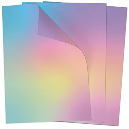 50 Blatt Briefpapier (A4) | Heller Regenbogen Verlauf | Motivpapier | edles Design Papier | beidseitig bedruckt | Bastelpapier | 90 g/m²