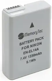 Bateria EN-EL14 MemoryTec Compatível com Nikon D3100 D3200 D3300 D3500 D5100 D5200 D5300 D5500 D5600 Coolpix P7000 P7100 e Mais