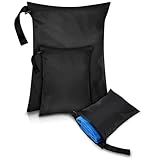 Brvozify 3 stück nasstasche, schwarz wetbag schwimmsachen, wasserdichte wet bag mit reißverschluss, 30 x 22.5cm, 36 x 30cm, 50 x 40cm, wiederverwendbar nassbeutel für badebekleidung, sportkleidung