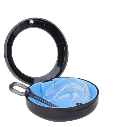 1 Piezas caja ferula dental con Espejo, Caja Ferula Dental, caja de almacenamiento para dentaduras postizas, funda dentadura resistente, caso alineador dentales fácil de limpiar(Negro)