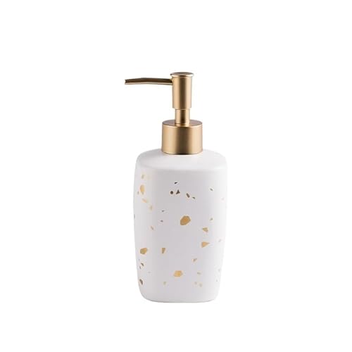 せっけんボトル 380ml バスルーム用セラミックスクエアソープディスペンサー ポンプ付き シャンプー シャワージェル ローション プレスボトル ソープディスペンサー(白)