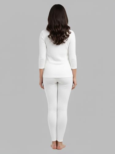 Image of Lux Cozi HEATEK Round Neck 3 /4 Sleeve Top and Bottom Thermal Set for Women | Women Thermal Set