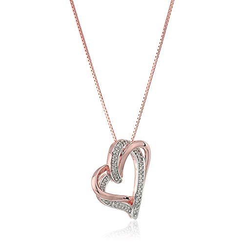 14K Rose Gold Plated .925 Sterling Silver 1/4 Cttw Diamond 7/8