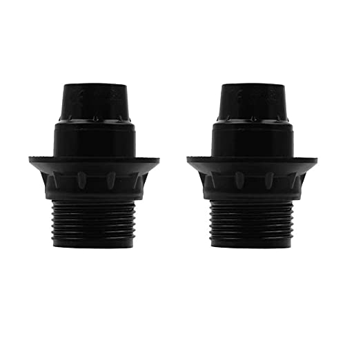 Home Sutra 2 Pcs Screw Type Bulb Holder, Lamp Shade Holder with Rings Pack of 2 Black Color (E 14)