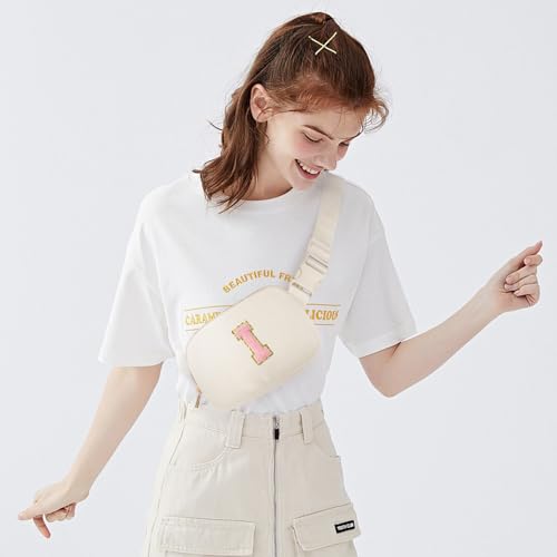 Image of Gitus Gifts for Teen Girls 10-12 12-14 14-16 16-18 Birthday Gifts for Girls Women Sister Teacher Initial Belt Bag Fanny Pack Crossbody Bags for Teen Girl Gifts Trendy Stuff Travel Essentials (Ivory-I)