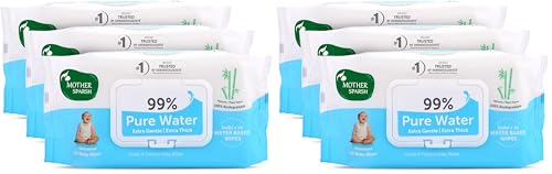 Image of Mother Sparsh 99% Pure Water (Unscented) Baby Wipes I Natural Plant Made Cloth - Super Thick I 72pcs /Pack - Pack Of 6