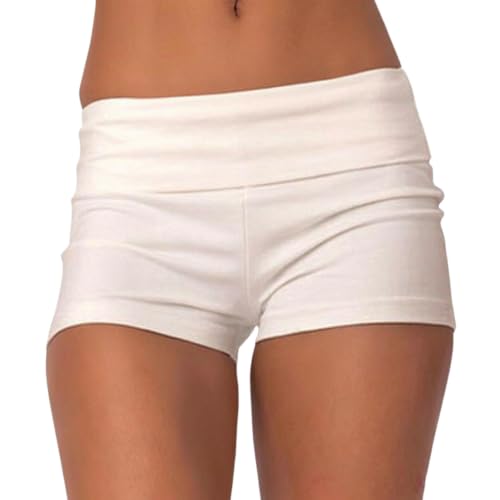 Image of Women Fold Over Mini Shorts Y2K Lounge Pajama Bottoms Low Rise Booty Shorts