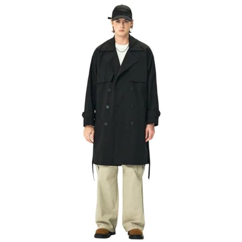 Trench mi-long homme col rabattu veste longue automne hiver style coréen