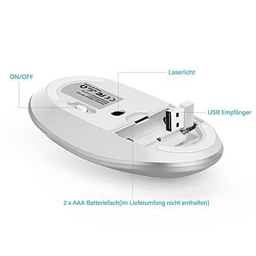 MagoFeliz Kabelloses Tastatur- und Maus-Set für Windows, 2,4 G kabellos, wiederaufladbar, ultraschlanke Tastatur mit kabelloser Maus, Design in voller Größe, deutsches QWERTZ-Layout, Set für PC/Laptop – Bild 6