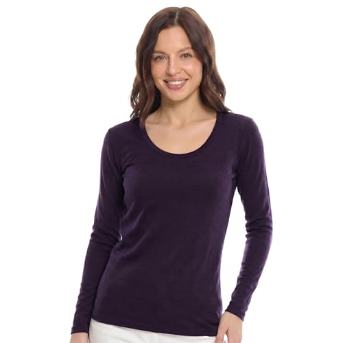 Image of Merino Wool Base Layer Women - 100% Merino Wool Shirt Women Thermal Underwear Long Sleeve T-Shirt for Hiking