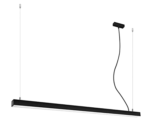 SOLLUX lighting Integrated LED 145cm Linear Straight Bar Pendant Light Black 3000K Integrierte LED 145cm Linear Straight Bar Pendelleuchte Schwarz 3000K