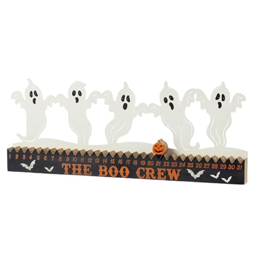 ハロウィン カウントダウン カレンダー | ゴースト デコレーション 室内用,木製31日オーナメント 置物 サイン かわいいデザイン テーブル リビング ベッドルーム用