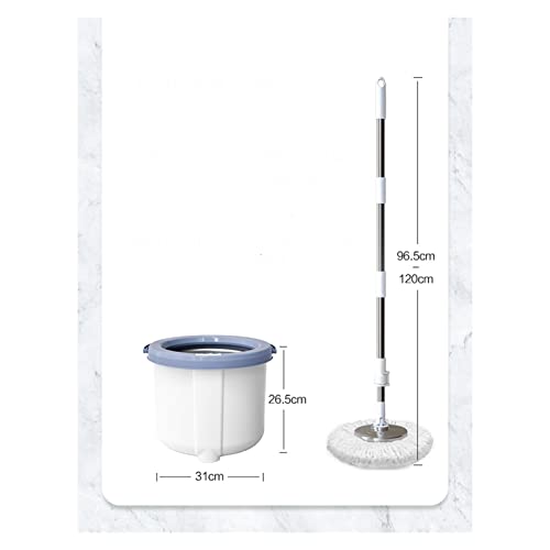 Wischmopp Set mit Eimer Spin Mopp und Eimer Wringer Set | Bemühungen und Wassereinsparung | Trockene und nassfreie Handwaschung | Wiederverwendbares Mikrofasertuch mit 3 MOPS-Köpfen Bodenwischer (Col – Bild 3