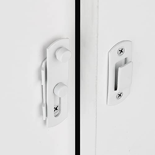 Iniret 4 Packs Barn Door Latches，2.75” X 2.02” Matte White Stainless Steel Barn Gate Flip Door Latch Bi-Fold Door Lock,Sliding Door Lock Gate Latches Wine Cabinet Closet Door Latches，White Finish #TOP4
