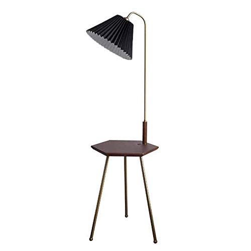 Lámpara de pie Moderna, lámpara LED de pie con estantes de Madera, 2 Puertos USB, Control Remoto, 3 temperaturas de Color, Casquillo E27, lámpara de l