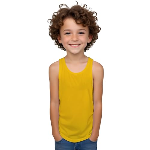 Camiseta sisas con Tirantes Anchos de Colores Variados en algodón para Niños - Camiseta Interior Asas y Verano sin Mangas Casual y Elegante (FR/ES, Edad, 4 años, Regular, Amarillo)