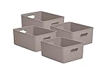 Superio Decorative Plastic Open Home Storage Bins Organizer Baskets, Large Taupe (4 Pack) Container Boxes for Organizing Closet Shelves Drawer...