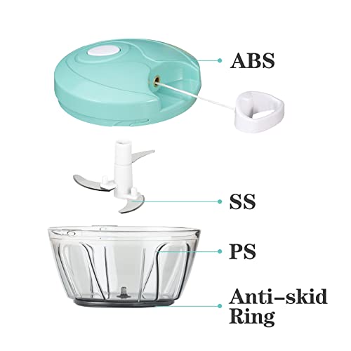 Image of Manual Food Chopper Vegetable Cutter, Cambom Chopper Hand String Vegetable Chopper Onions Cutter for Vegetable Fruits Nuts Durable BPA Free Food Safe Material (2 Cup-SolfBlue)