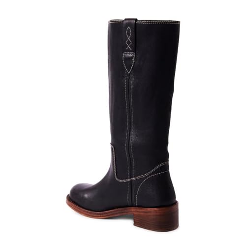 Agodor Vintage Knee High Boots for Women, Square Toe Banane Long Riding Boots Chunky Block Heel Comfortable Wide Calf Pull On Campus Boot2